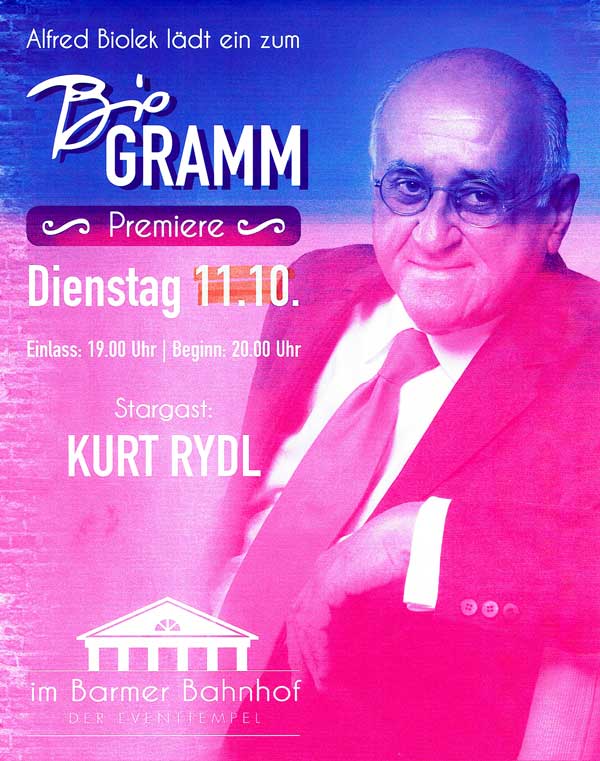 Plakat "Biogramm" mit Kurt RYDL