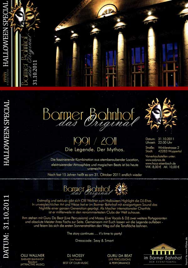 Flyer zum Halloween Special im Barmer Bahnhof