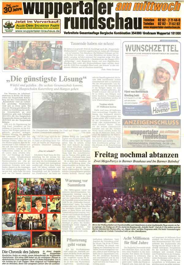 Wuppertaler Rundschau, 21.12.2011