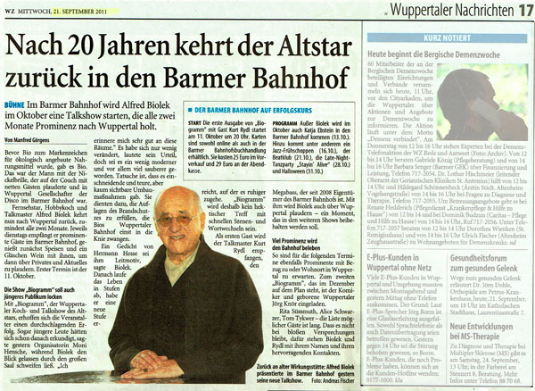 Wuppertaler Zeitung, 21.9.2011